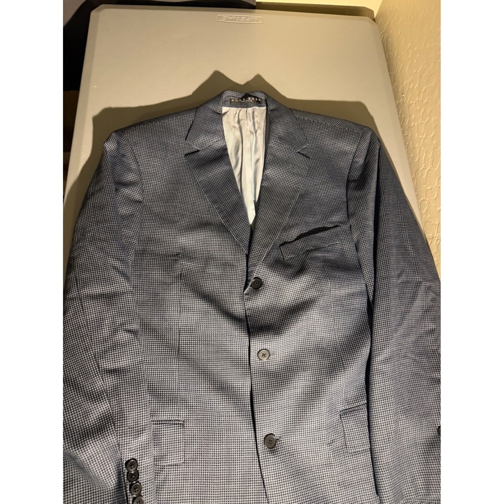 Hugo Boss Scorsese US Mens 40R Blazer Wool Silk Saks Fifth Avenue Blue Grey - Picture 4 of 15